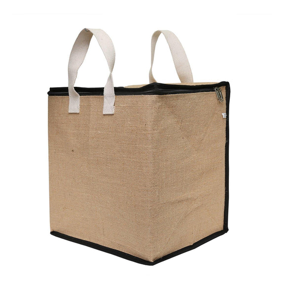 DOUBLE R BAGS Jute Shopping bags with Dual Zippers (Brown) – Double R Bags