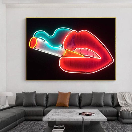 ❤️ Louis Vuitton painting red lips gold canvas print lv3