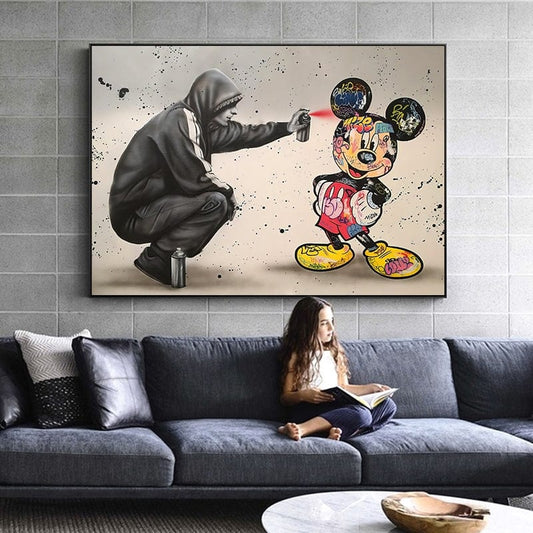 Mickey Mouse Canvo - LV Canvas Wall Art - Cartoon Canvas Painting - Canvo  India