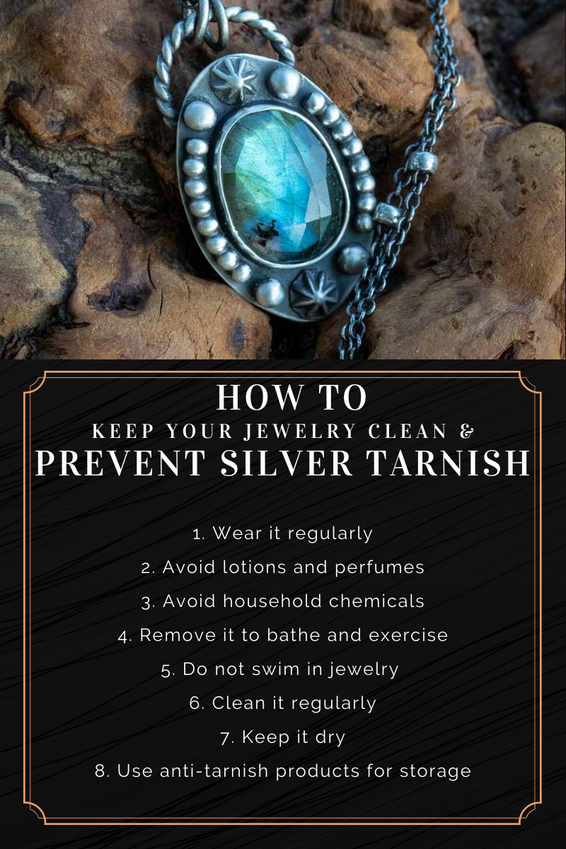 How to keep silver jewelry clean infographic