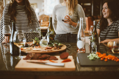 women enjoy with dinner