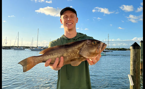 Flrda Keys Grouper Shot while spearfishing with a Rob Allen Tuna Railgun