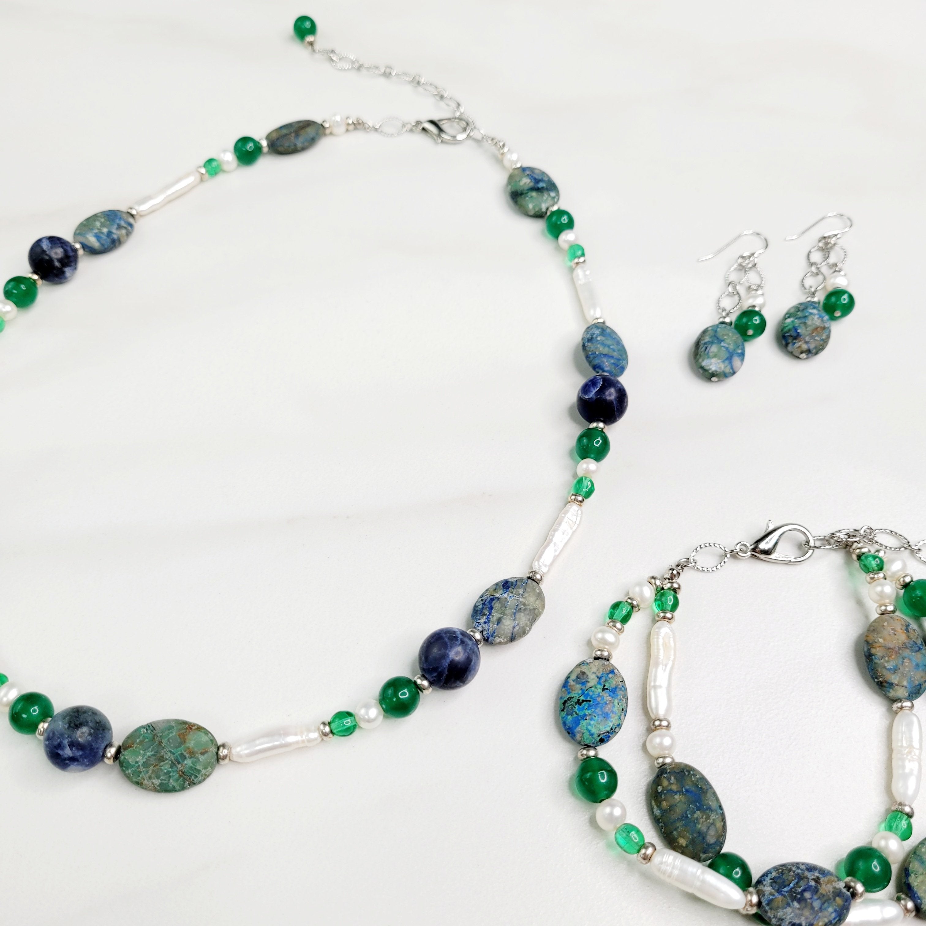Galen Dangle Earrings with Chrysocolla Beads