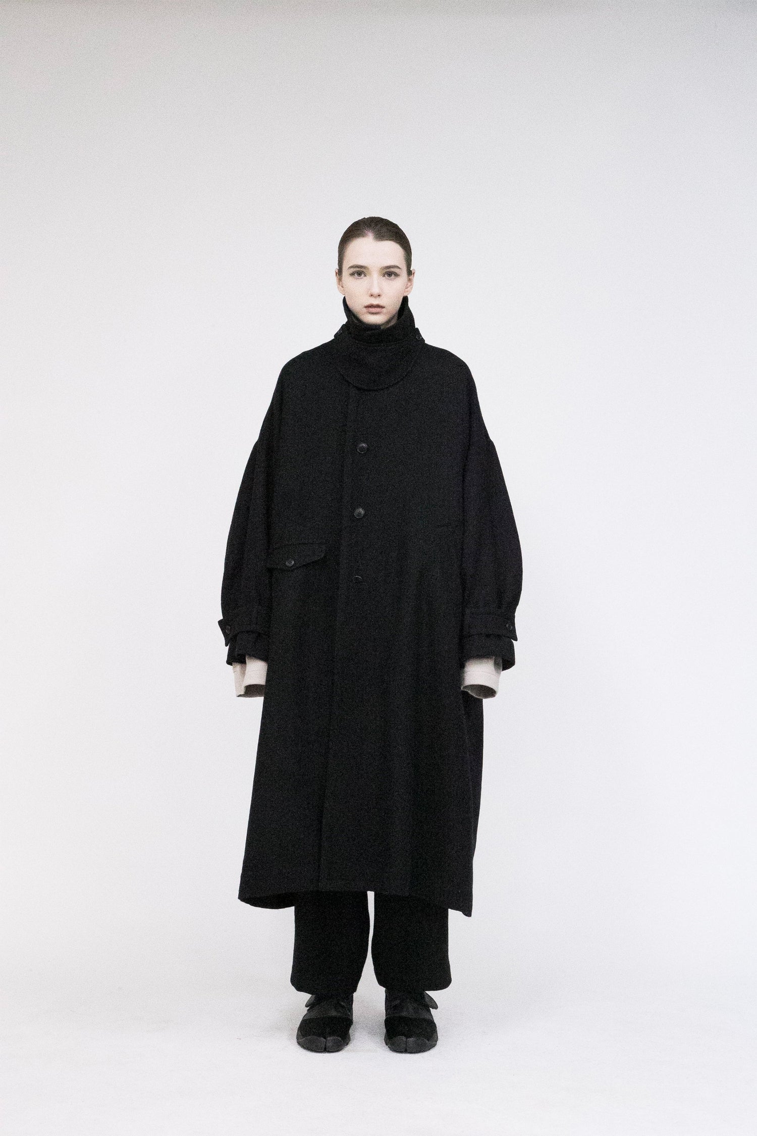 VOAAOV SOFT WOOL TWILL LONG COAT