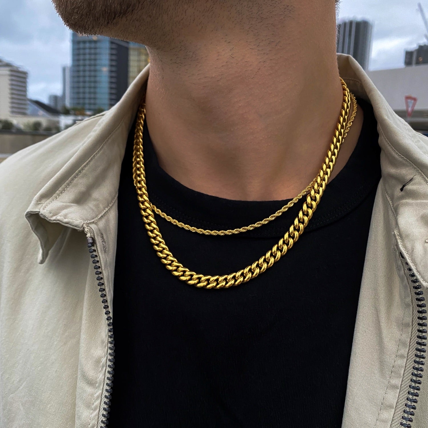 Mens Chain Gold Rope Chain Necklace Gold Chains for Men Stainless Steel  Chains 3mm Rope 18 / 20 / 22 Chain 