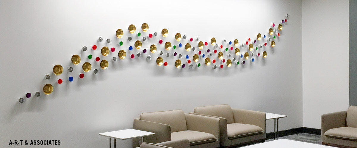 Organic flowing pattern of colorful Wall Play on a waiting room wall.