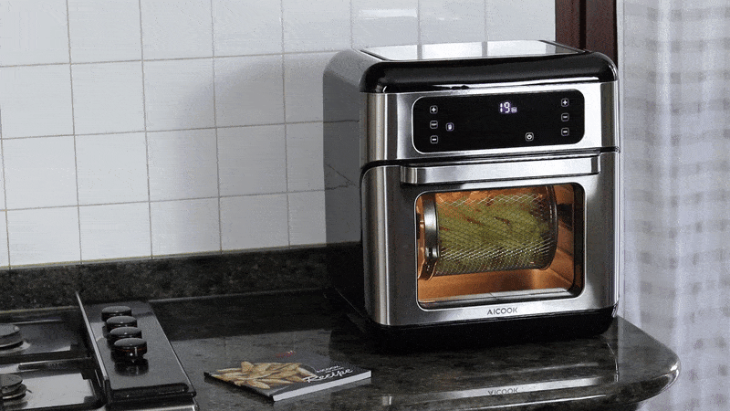 AICOOK | 11QT Air Fryer Oven, Toaster Oven For families, Dishwasher-Safe Accessories and 40 Recipe Included