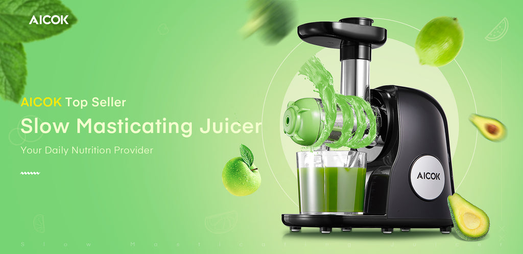 AICOK Professional Juicer, Slow Masticating Juicer Extractor, Upgraded 7 Segment Spiral, Quiet Motor & Reverse Function, BPA-Free