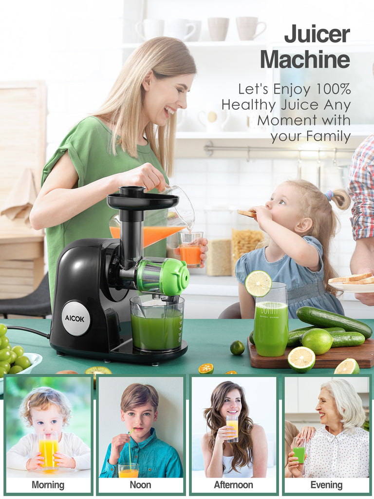 AICOK Professional Juicer, Slow Masticating Juicer Extractor, Upgraded 7 Segment Spiral, Quiet Motor & Reverse Function, BPA-Free