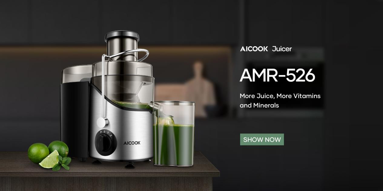 AICOOK | Centrifugal Juicer, Juice Extractor, Juicer Machine with 3'' Wide Mouth, 3 Speed Juicer for Fruits and Vegs, with Non-Slip Feet, BPA-Free