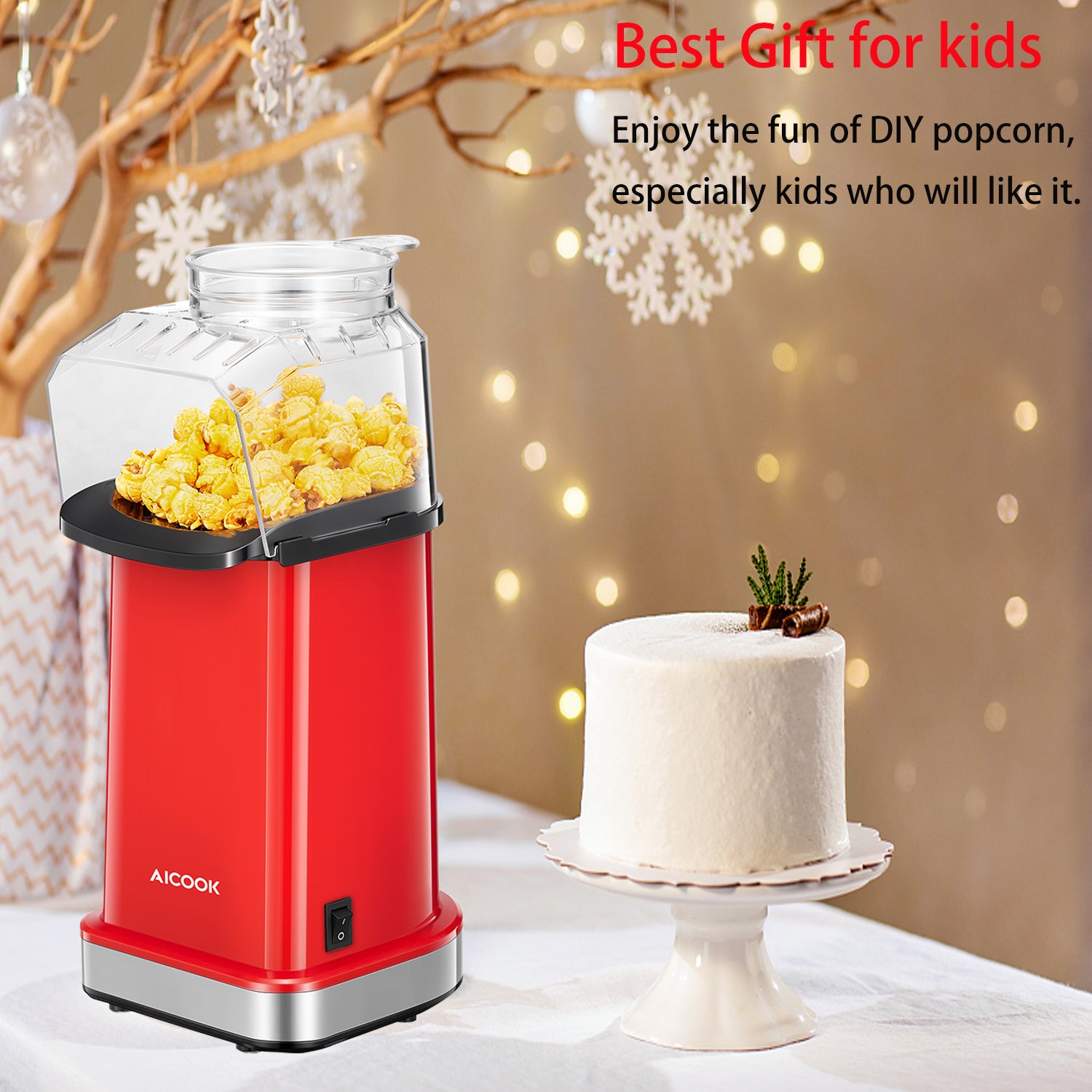 Cuisinart EasyPop Hot Air Popcorn Maker Color Red , BPA-free , Cool Air  Function