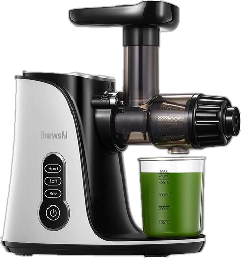 Brewsly Juicer Machines, Slow Masticating Juicer, Easy to Clean & High Juice Yield, 3-Mode 2-Speed Cold Press Slow Juicer, Quiet Motor BPA Free