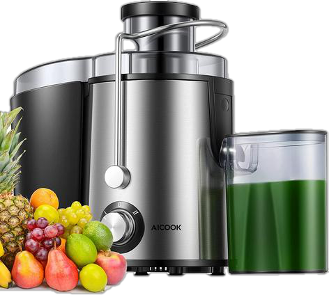 AICOOK Centrifugal Juicer Machine, Juice Extractor, 3''Wide Mouth Juicer with 2 Speeds for Fruits and Vegs, Anti-drip, Stainless Stee