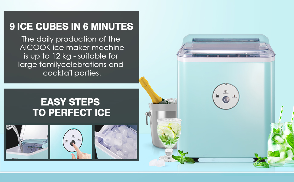 9 ice cubes in 6 mins, aicok, aicook