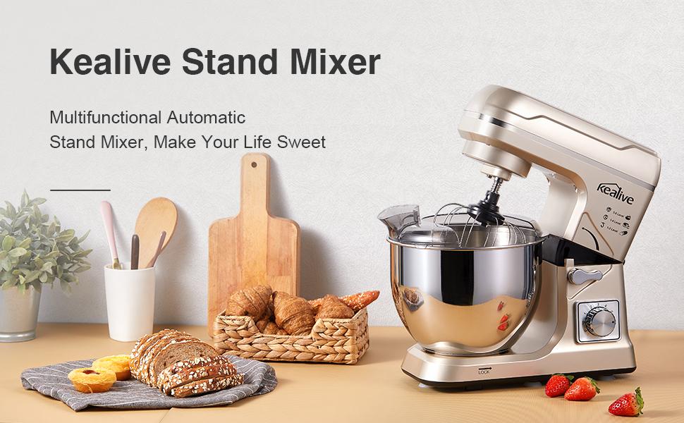 Kealive Stand Mixer, Electric Food Mixer 5.5QT, 6+P-Speed, Tilt-Head Food Mixer Hot Sale Kealive Recommend