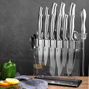 High Carbon Stainless Steel Kitchen Knife Set with Acrylic Stand, Sharp  Cutlery, 14 Pcs&17Pcs – AICOOK