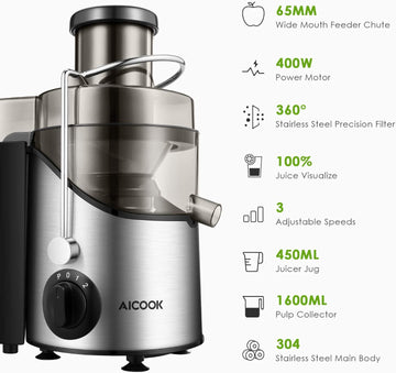 aicok, aicook, cenrifugal juicer, juice, 3 speeds