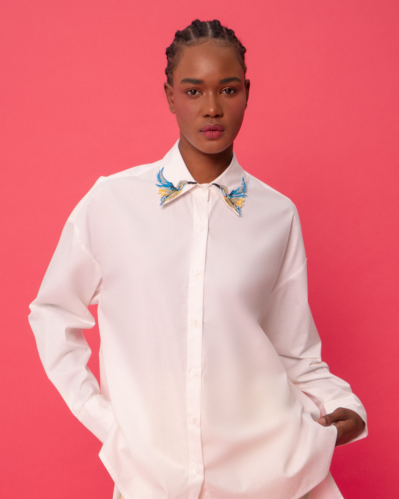 Salama Oversized Embroidered Shirt - Ta-Noura.com product image