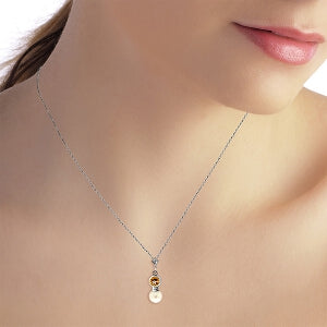 1.23 Carat 14K Solid White Gold All Of This Citrine Pearl Necklace