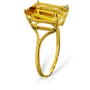 6.5 Carat 14K Solid Yellow Gold Ring Octagon Citrine