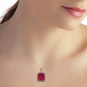 14K Solid Rose Gold Necklace w/ Natural Black Diamonds & Ruby