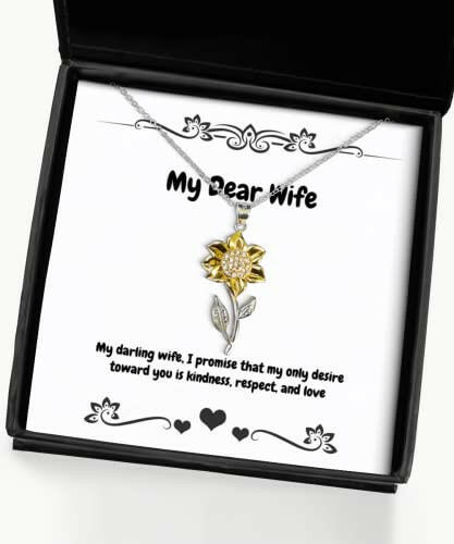 My Darling Wife, I Promise That My only Desire Toward You is, Sunflower Pendant Necklace, Wife Present from Husband, Fun Jewelry for Wife Sales Manager Keychain For a relationship as profound
