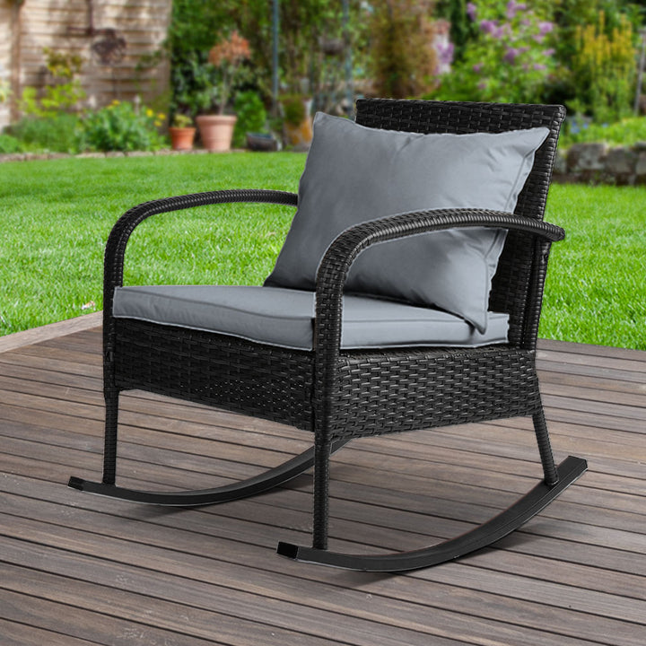 black outdoor wicker rocking chairs