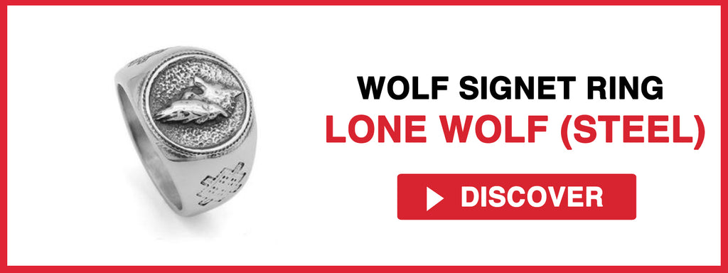 WOLF SIGNET RING LONE WOLF (STEEL)