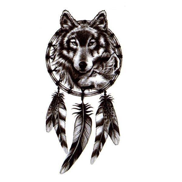 The Canvas Arts Temporary Tattoo Waterproof For Men Women Arm Hand XQB079  Wolf Dream Catcher Tattoo Size 21X12 cm  Amazonin Beauty