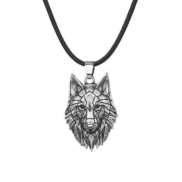 silver wolf head pendant