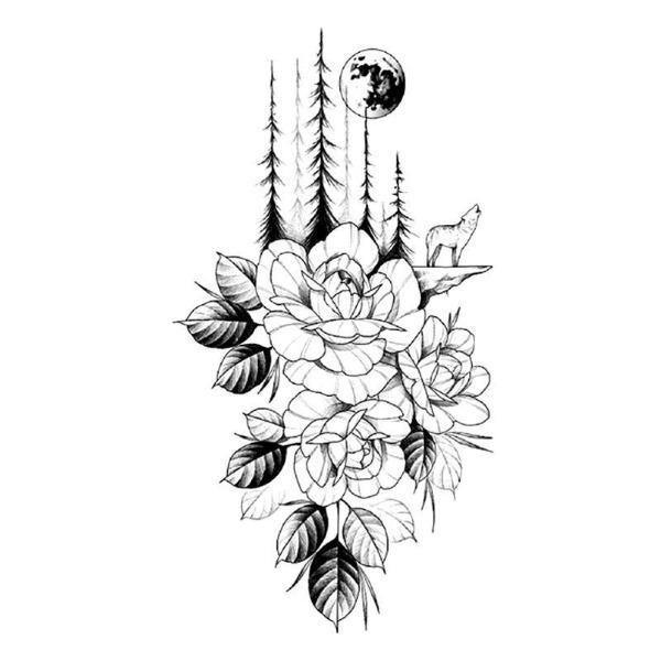 1sheet Flower  Wolf Print Tattoo Sticker  SHEIN IN