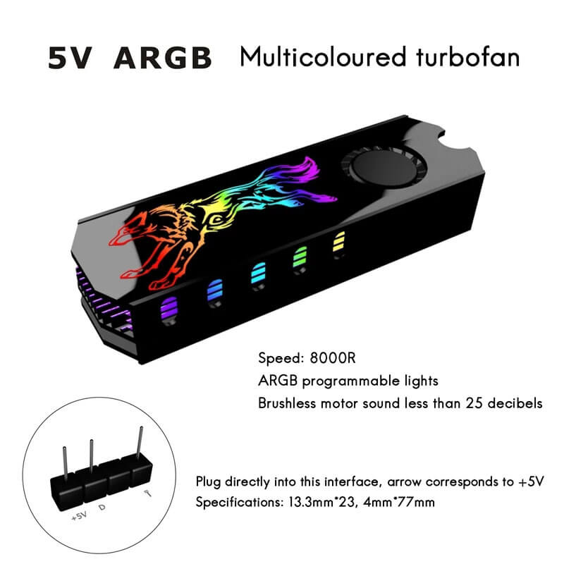 M 2 SSD Heatsink Cooler 5V ARGB M.2 2280 NVMe SSD Cooling Fan - Paksell.pk