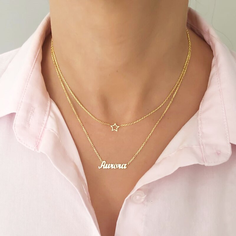 layered name necklace set