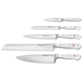 Wüsthof Classic White 5-piece knife set version santoku including