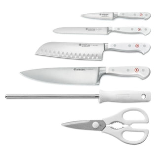 Wüsthof Classic White 5-piece knife set version santoku including