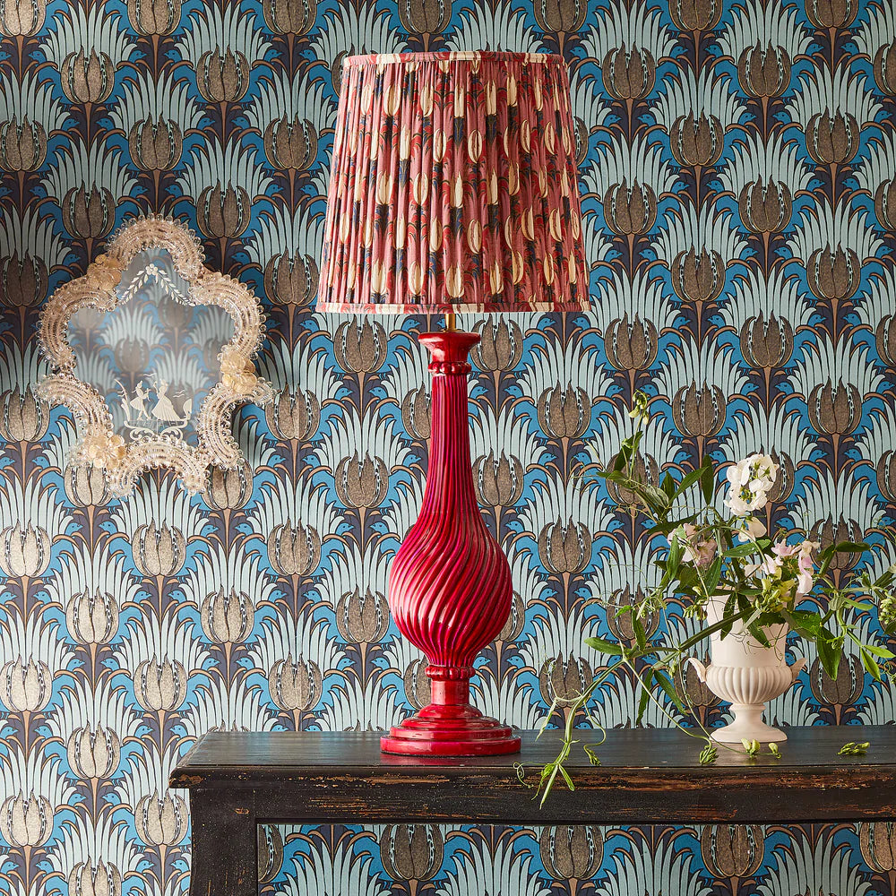 30cm straight empire shade in amaranth and blush tulip & bird from sanderson's archive