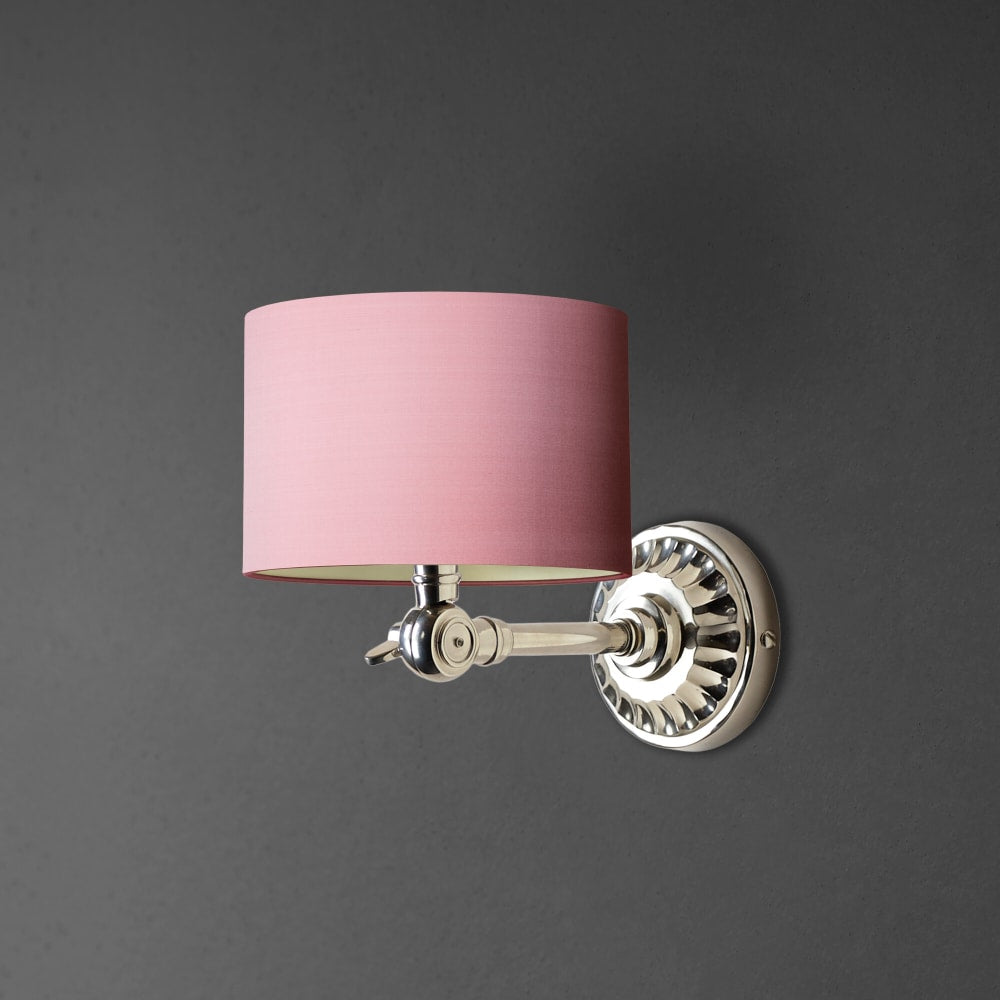 Rose wall light fitting with antique rose dupion silk shade