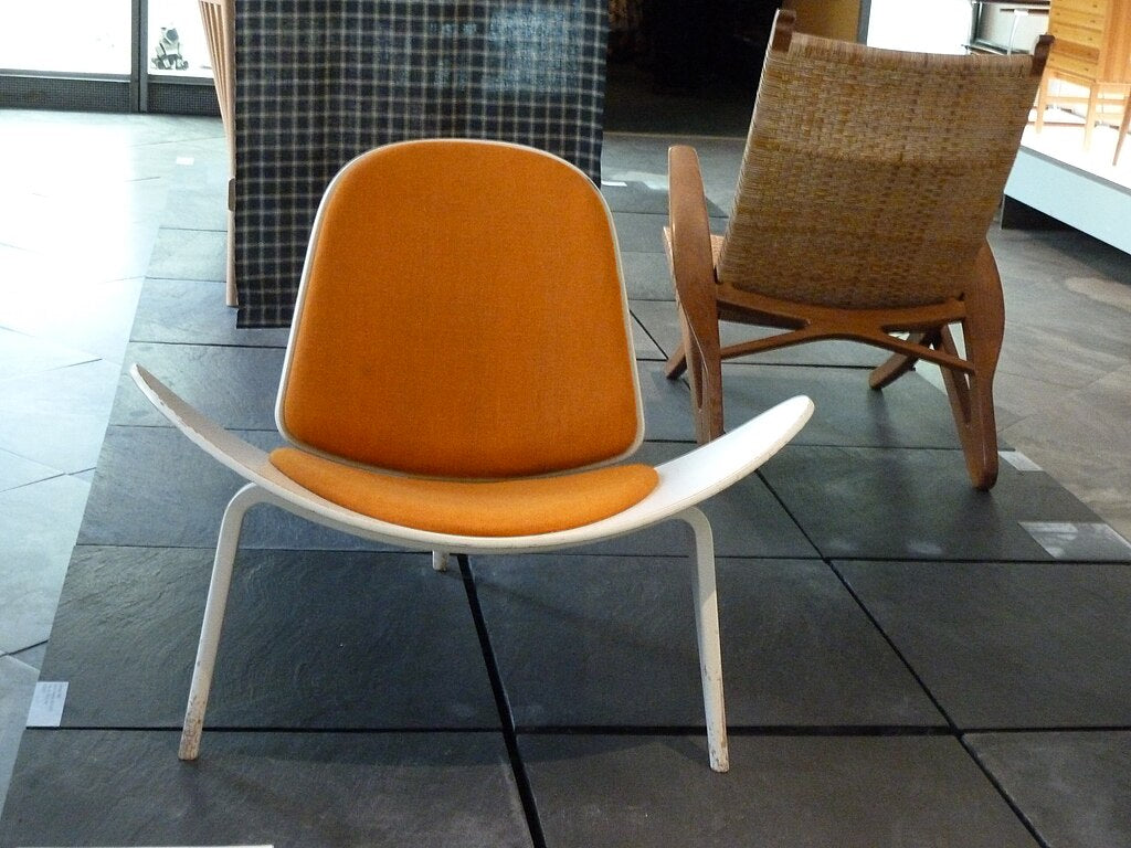 orange shell chair
