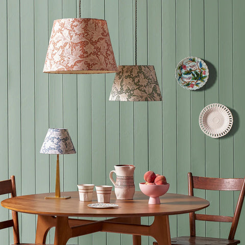 pooky lighting collab with william morris in a dining room