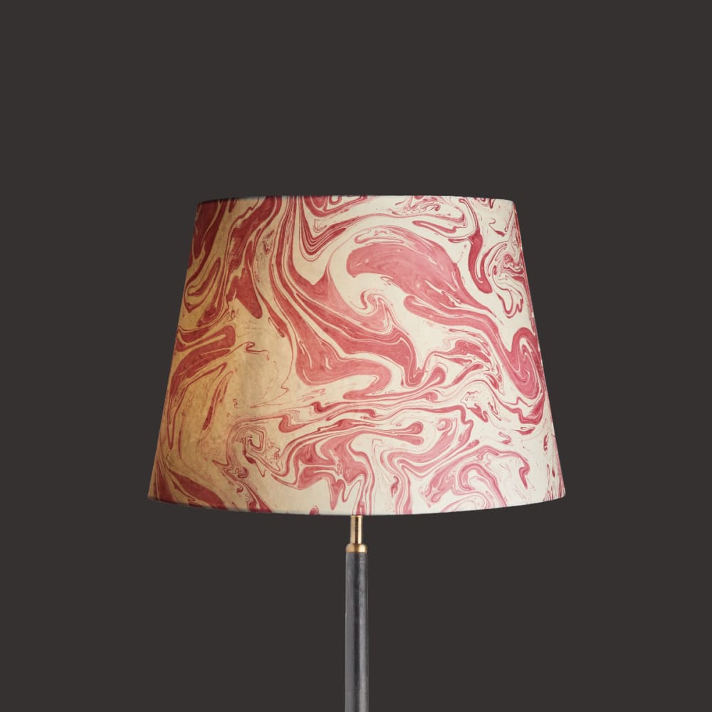 0cm straight empire shade in hand made marbled paper in red tanaro