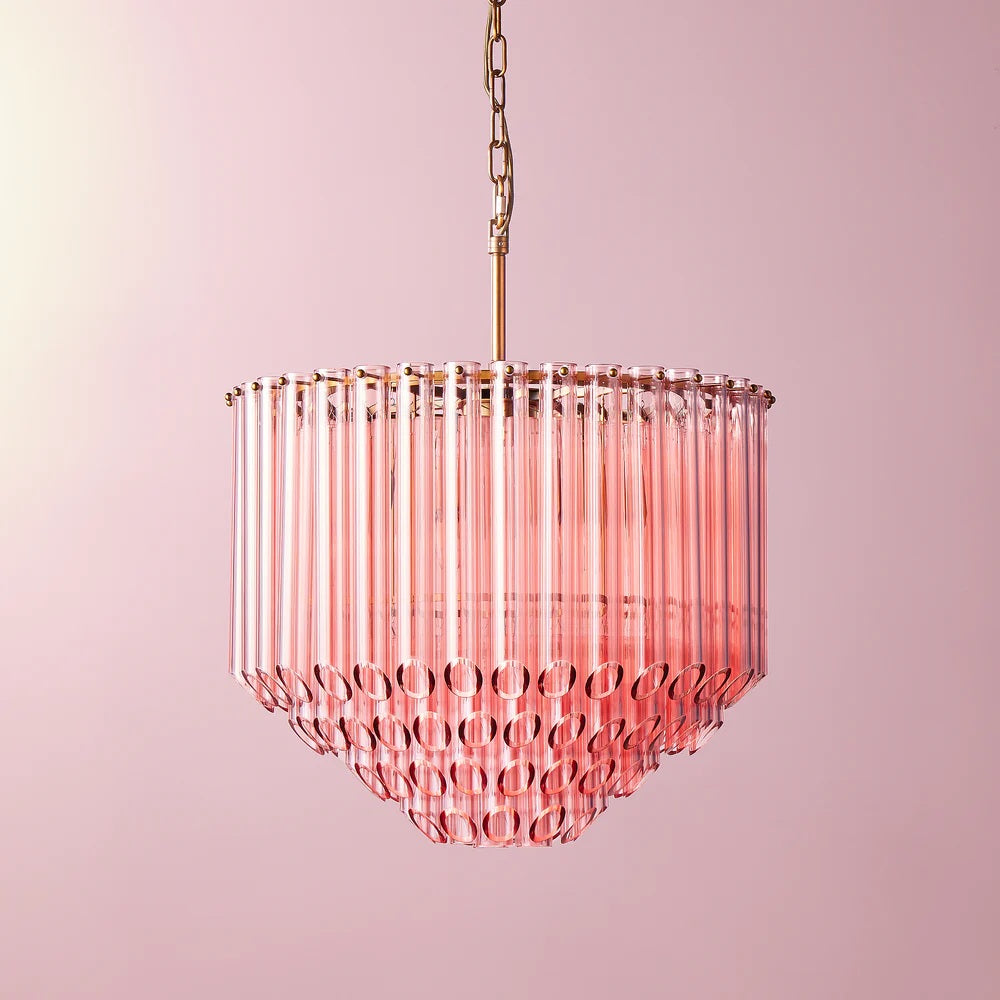 Oldfield chandelier in pink glass