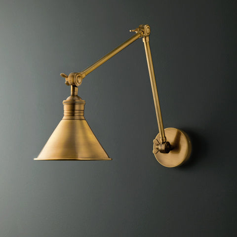 Library LED 4 inch Library Brass Wall Sconce Wall Light