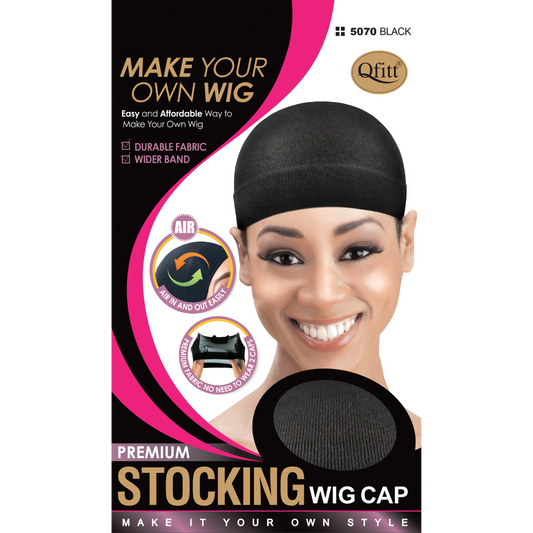 Qfitt Stocking Wig Cap #126 Black Wide Band No Slip off X-large for sale  online