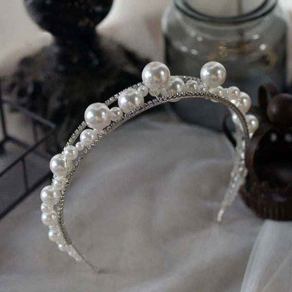 pearls bridal headband tiara