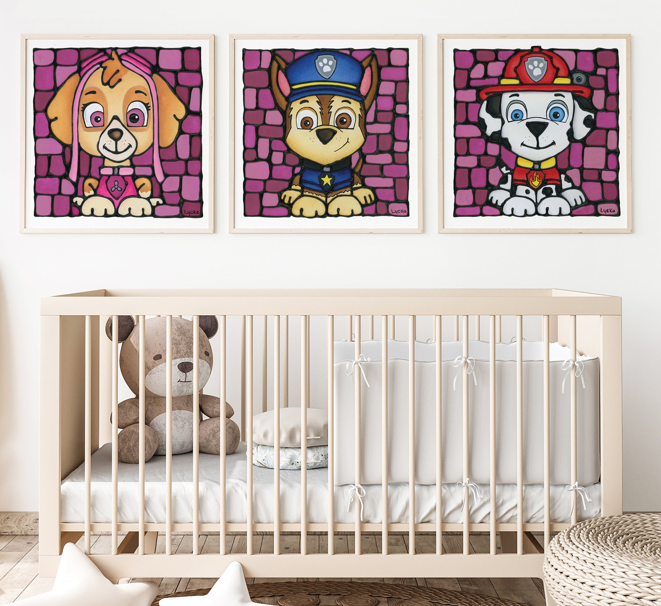 Cute Dog Set of 4 Nursery Wall Art Prints