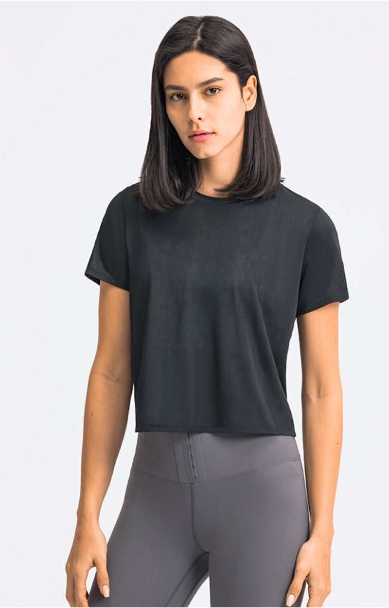 Cropped Short Sleeve Sports Tee