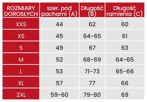 Przewodnik po rozmiarach Swetry Świąteczne 601 adults