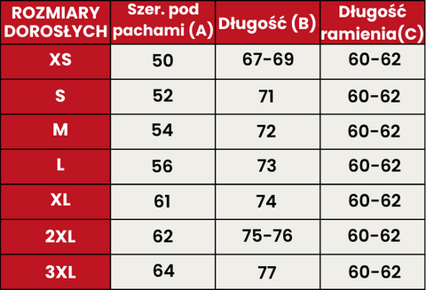 Przewodnik po rozmiarach H-DOROSŁYCH-POL