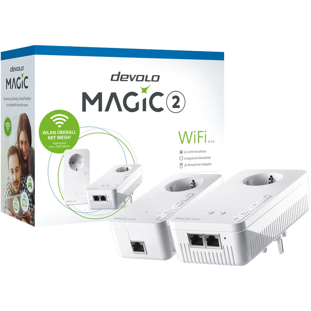 Devolo Magic 2 WiFi Starter Kit mit 1xWiFi+1xLAN 2400mbps Powerline-Adapter