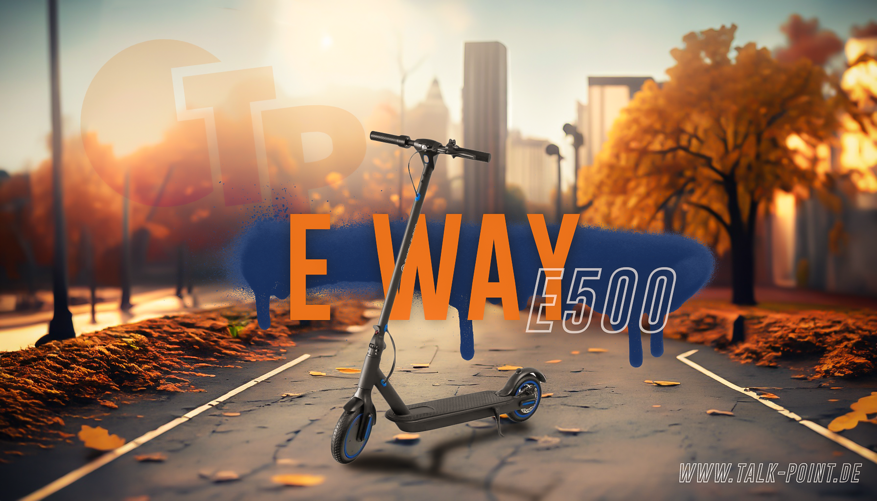 The-Urban E-Way E-500 Elektroroller in schwarz-blau Action-Banner